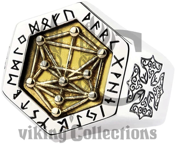 925 Sterling Silver Viking Ring - Kabbalistic Totem