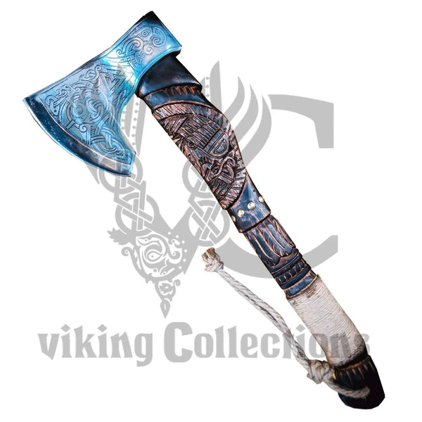 "Raven Celtic Valknut" Viking Axe