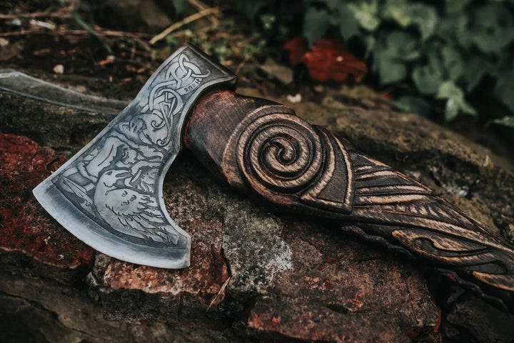 "The Twin Ravens" Viking Axe