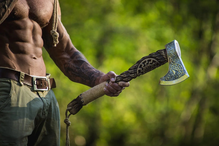 "Raven Black Sun" Viking Axe