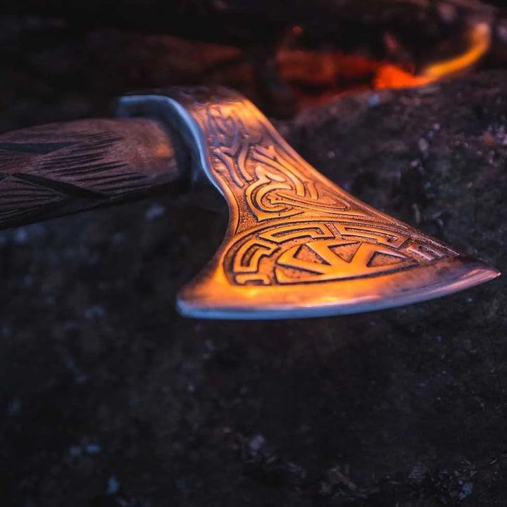 "Geri And Freki Wolf" Viking Axe