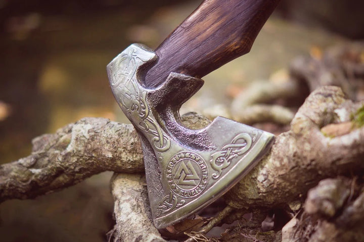 "Valknut Slain's Knot" Viking Axe