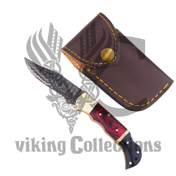 Bull Horn Wood Handle W/Brass Bolster Folding Knife