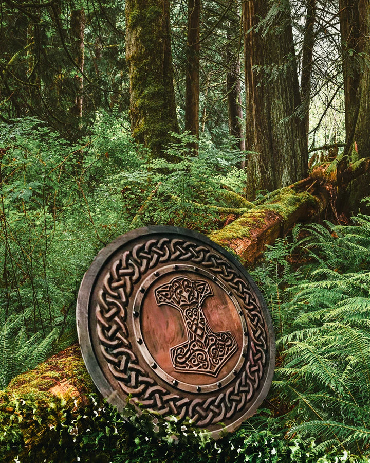 Carved Hammer Of Thor Mjolnir Knotwork Viking Shield