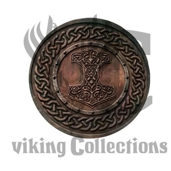 Carved Hammer Of Thor Mjolnir Knotwork Viking Shield