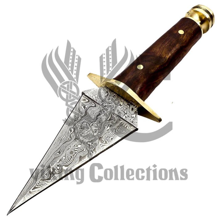 Dagger Knife W/Burl Wood Handle