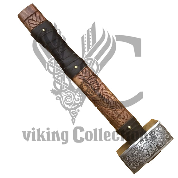 Engraved Runic Design Viking Hammer