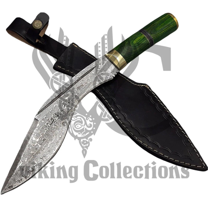 Green Wood Handle Gurkha Kukri Knife