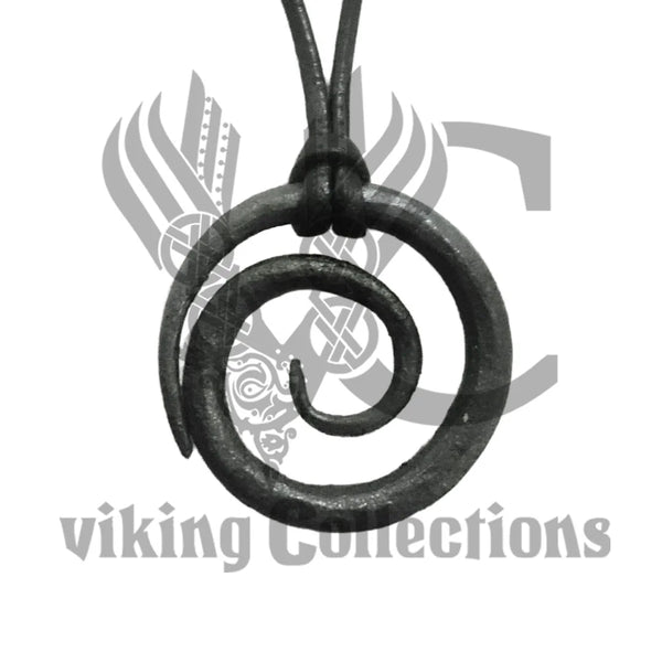 Hand-forged Celtic spiral pendant,viking steel necklace