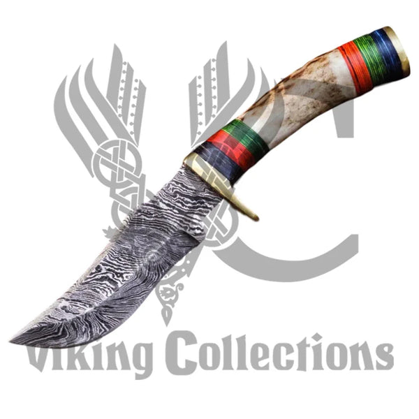 Hand forged skinner knife W/Stag horn handle