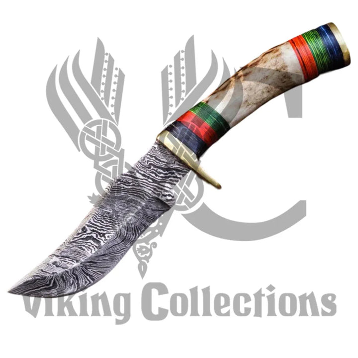 Hand forged skinner knife W/Stag horn handle