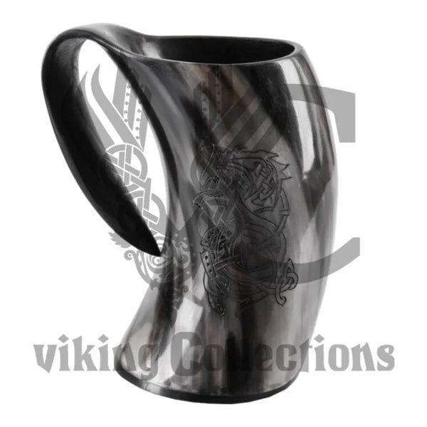 Horn Beer Mug | Tankard - Fenrir, the Norse Wolf