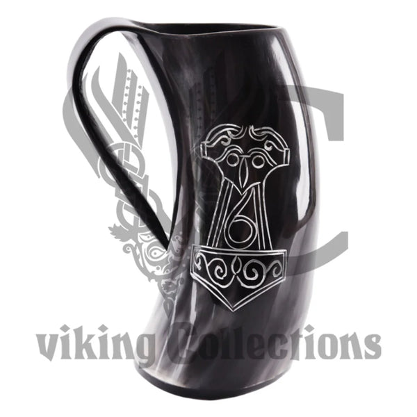 Horn Beer Mug | Tankard - Mjölnir, Hammer of Thor