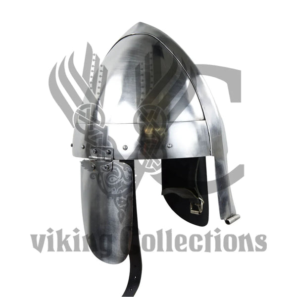 Medieval Nasal Bar Helm with Cheekplates – 18 Gauge