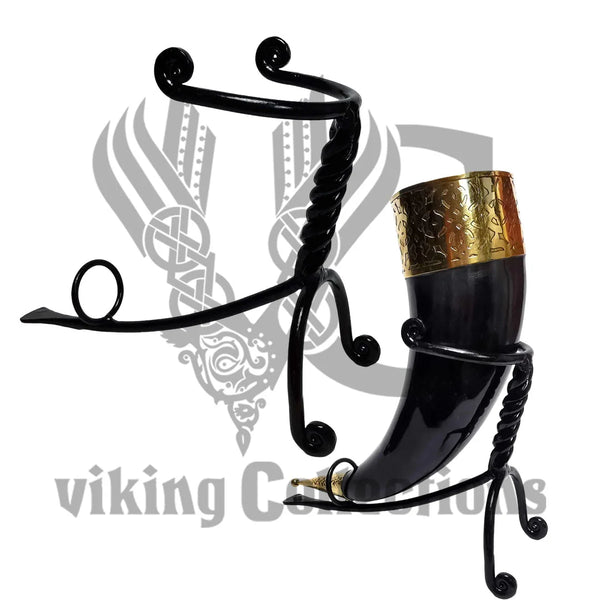 Mythrojan – Hand Forged Twisted Iron Drinking Horn Stand