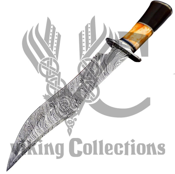 Rose Wood Bone & Bull Horn Handle Bowie Knife