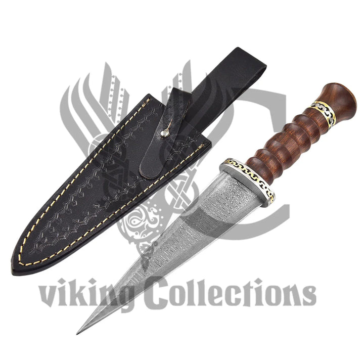 Round Handle Dark Wood Double Edge Dagger