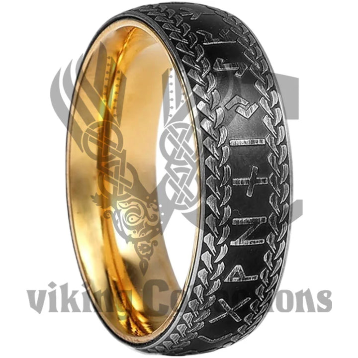 Viking Ring "Midgard Ring Braided with Runes