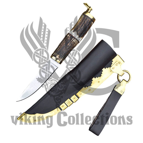 Viking knife with stag horn handle