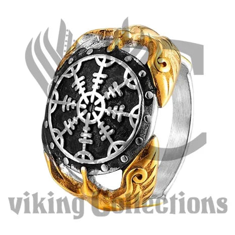 Viking ring - Vegvisir Guardian Ravens