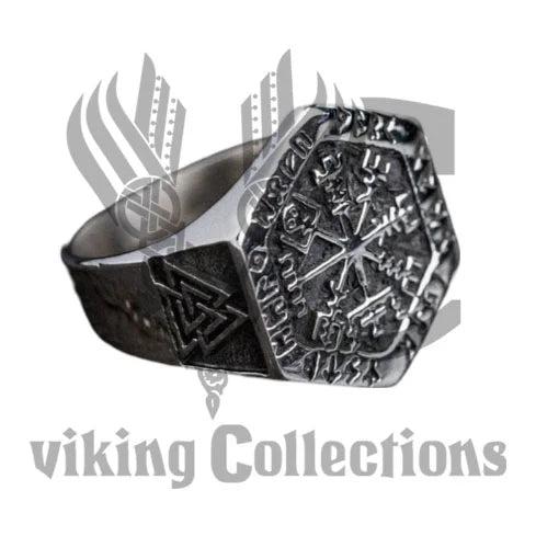 Viking rune signet ring Vegvisir - Stainless steel