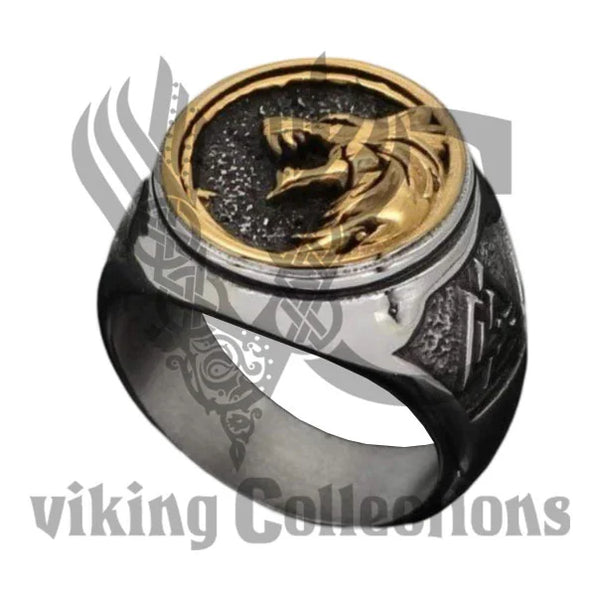 Viking wolf head ring - stainless steel