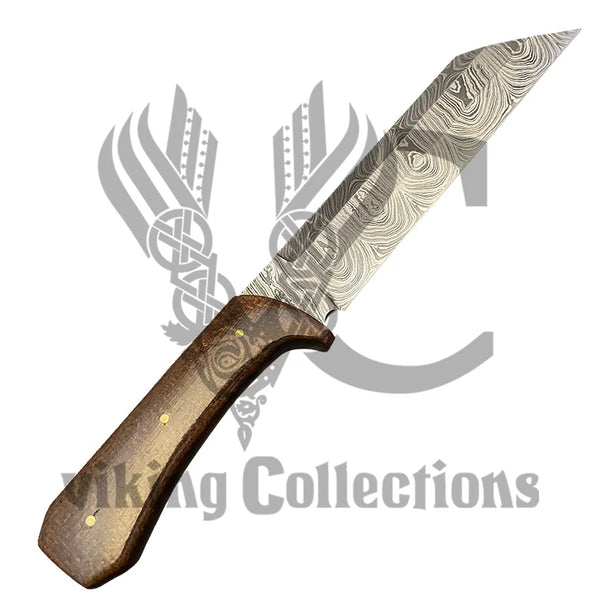 Wood Handle Seax Knife W/Sheath